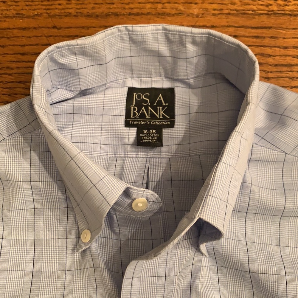 Jos A. bank - long sleeve dress shirt - blue tattersall